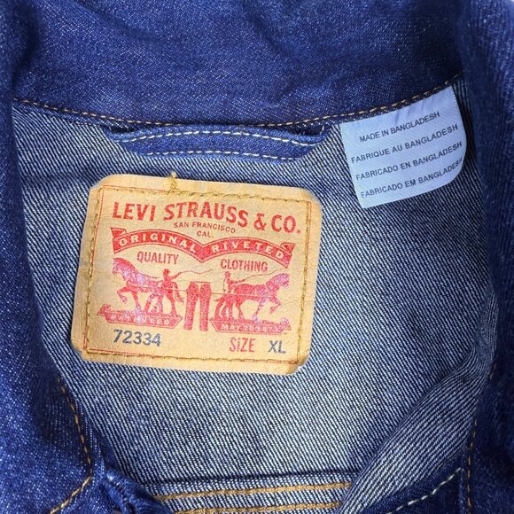 Levi Trucker Jean Jacket Dark Wash Denim Men's XL Grunge - Picture 2 of 7